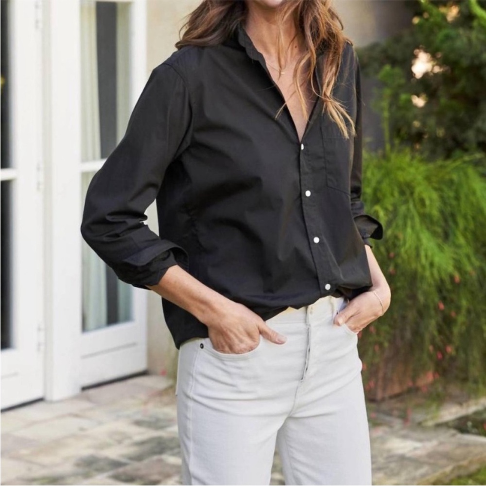 Frank & Eileen Joedy Boyfriend Button Up Shirt Superluxe in Black - Picture 2 of 7